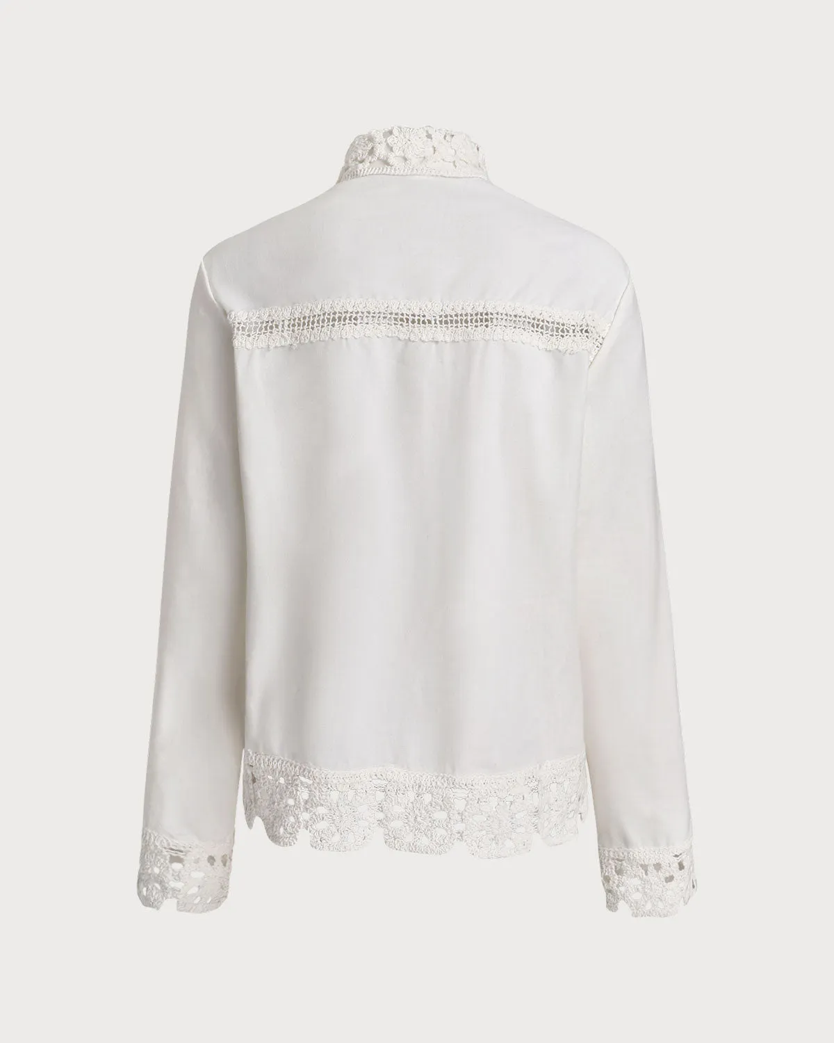 White Textured Crochet Shirt sold by rihoas product image thumbnail 2