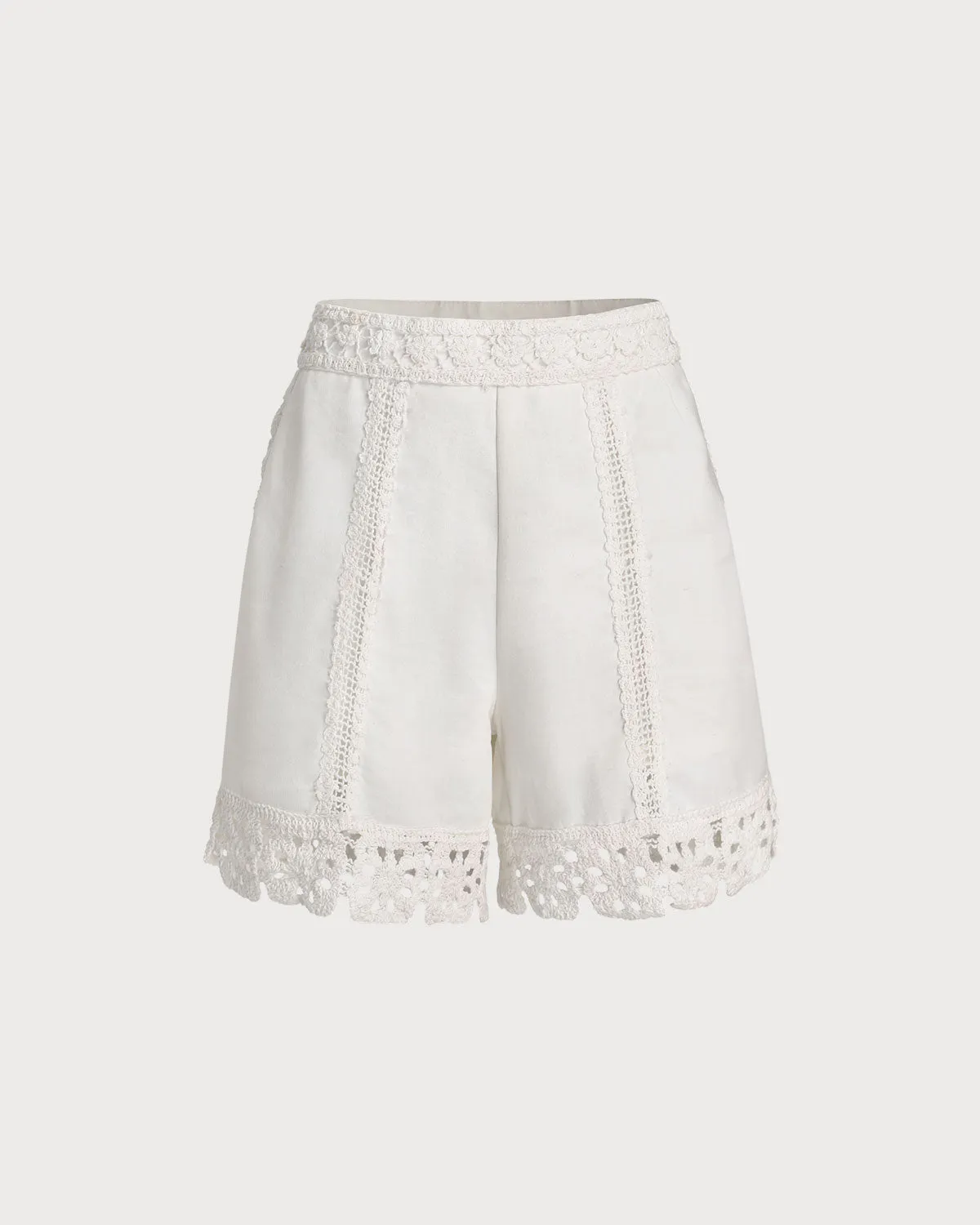 White Crochet Cotton Shorts sold by rihoas