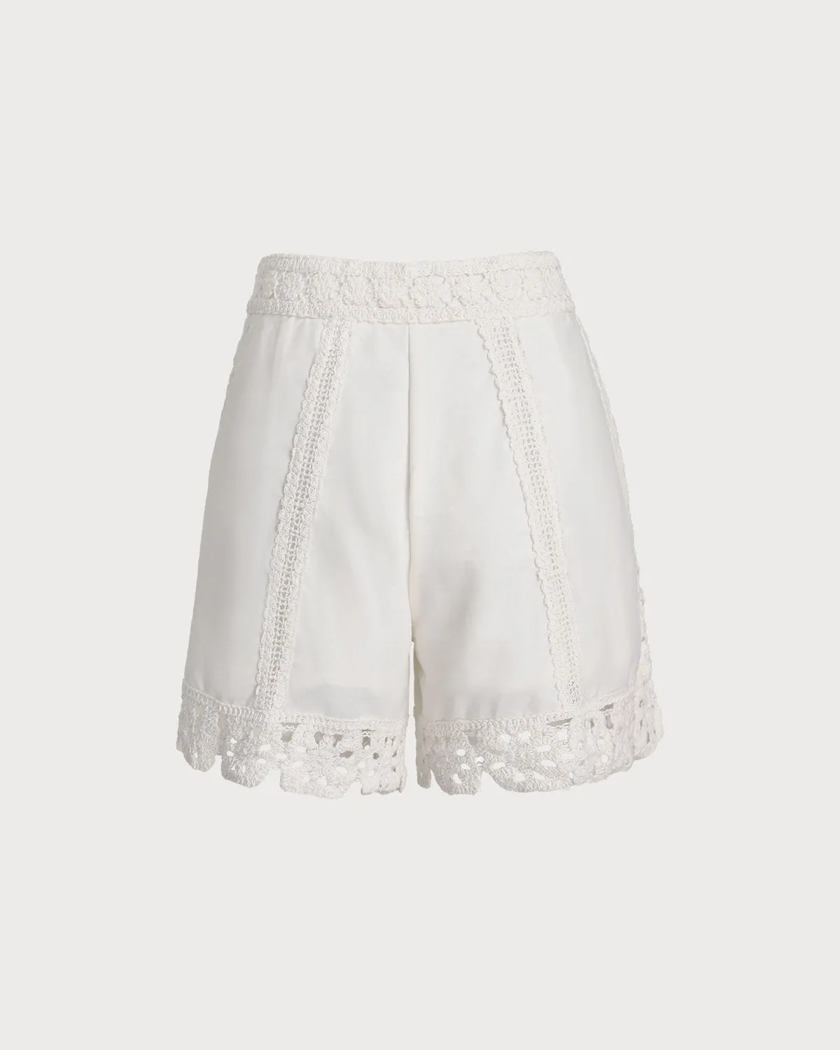 White Crochet Cotton Shorts sold by rihoas product image thumbnail 2