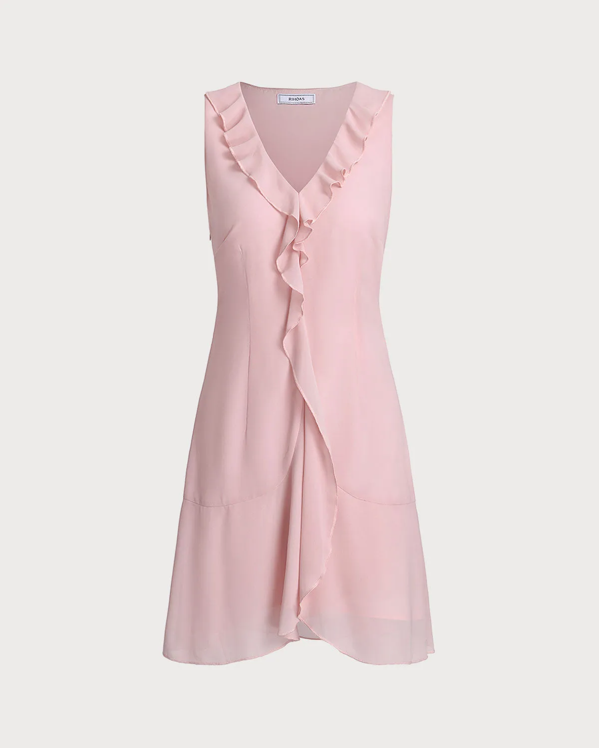 Pink Ruffle Sleeveless Mini Dress sold by rihoas
