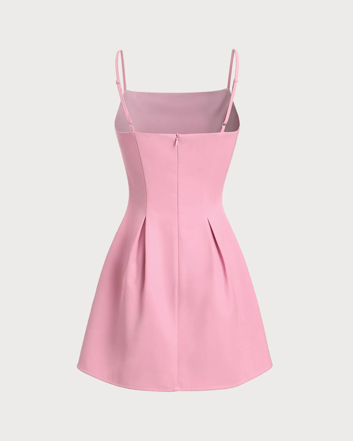 Pink Square Neck Slip Pleated Mini Dress sold by rihoas product image thumbnail 2