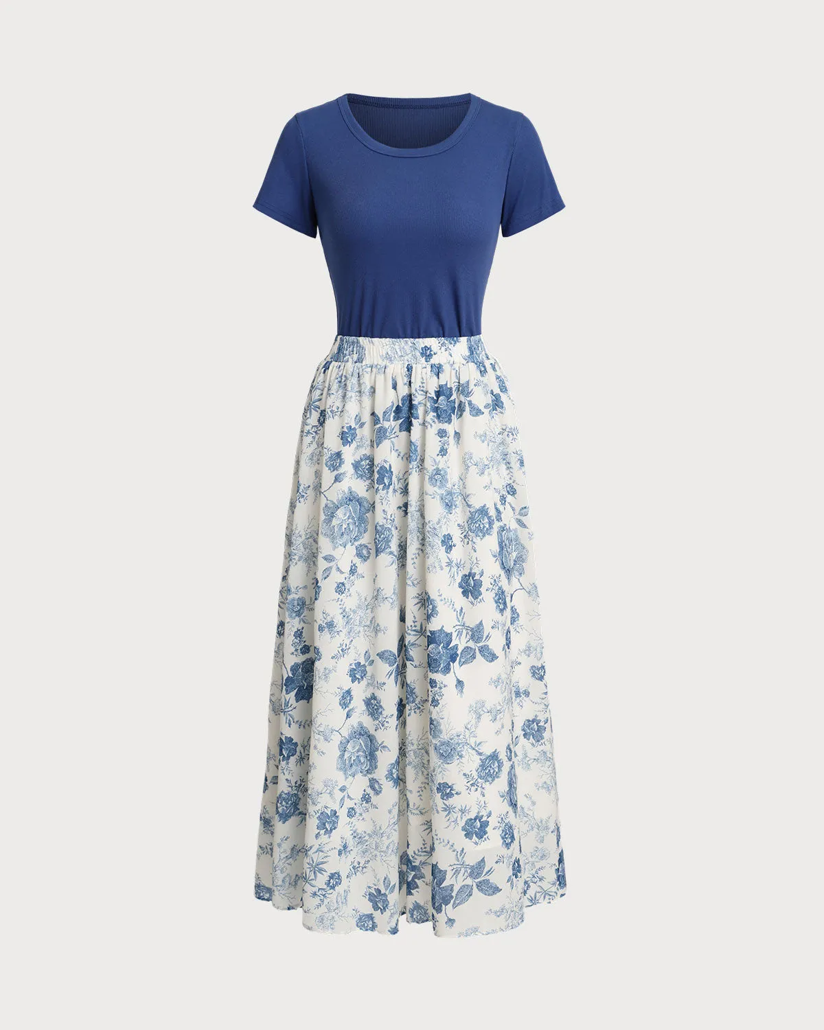 Blue Floral Skirt Two Piece Suit sold by rihoas
