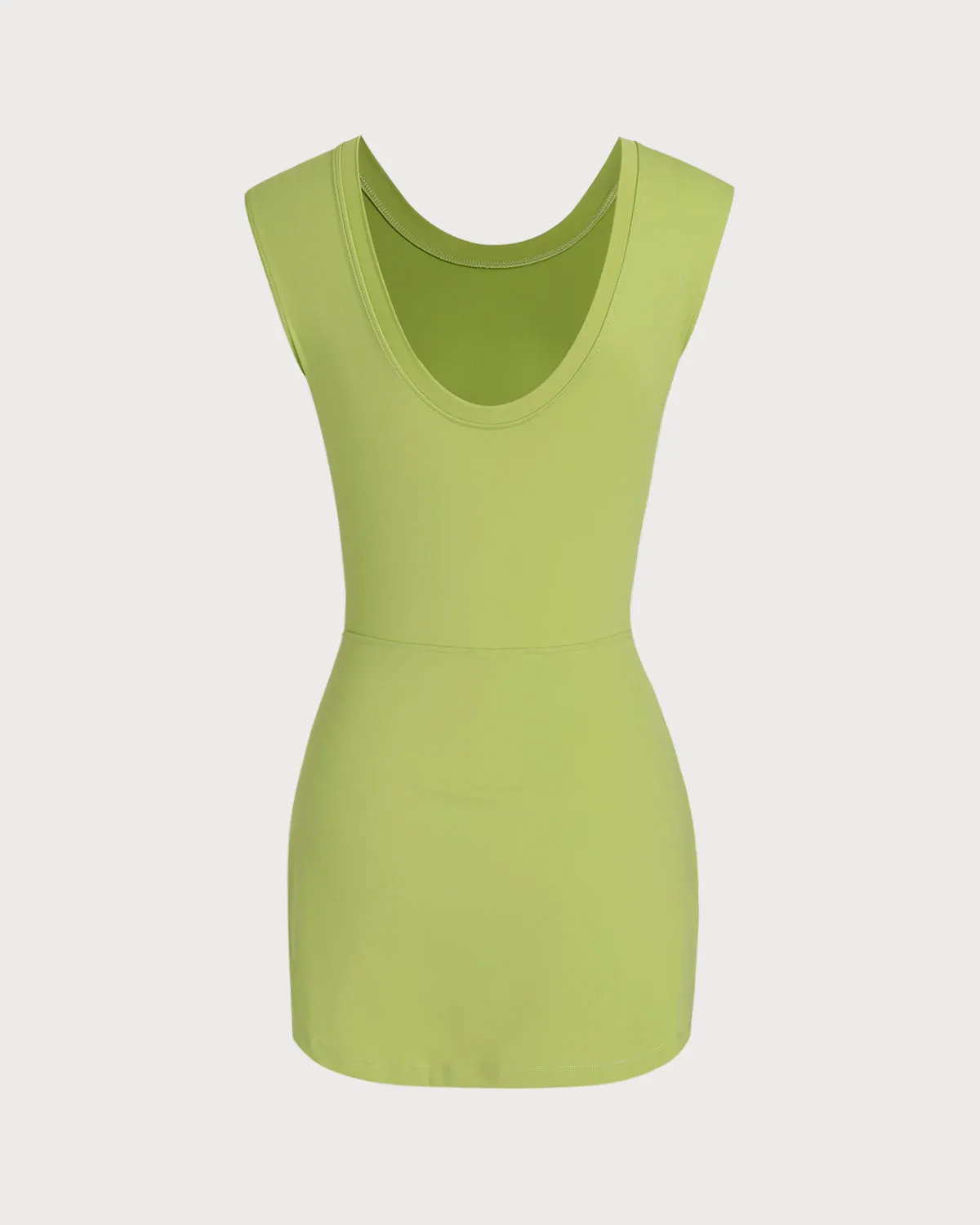 Green Round Neck High Stretch Yoga Dress sold by rihoas product image thumbnail 3