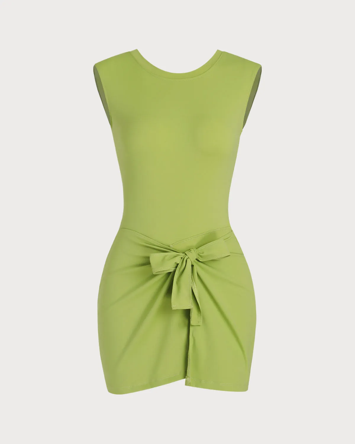 Green Round Neck High Stretch Yoga Dress sold by rihoas
