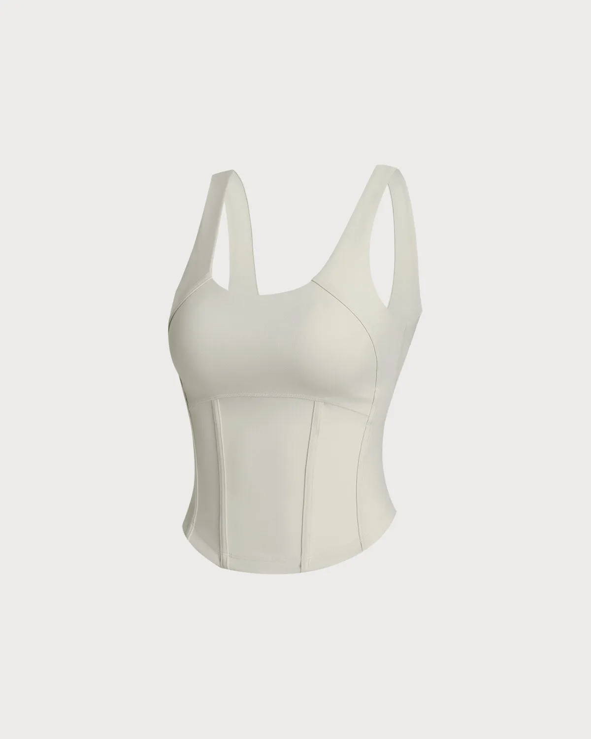 White Scoop Neck Yoga Tank Top sold by rihoas product image thumbnail 2