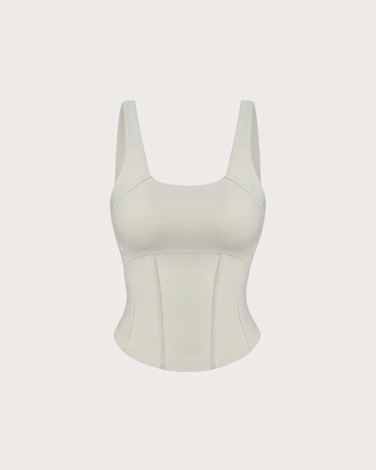 White Scoop Neck Yoga Tank Top sold by rihoas