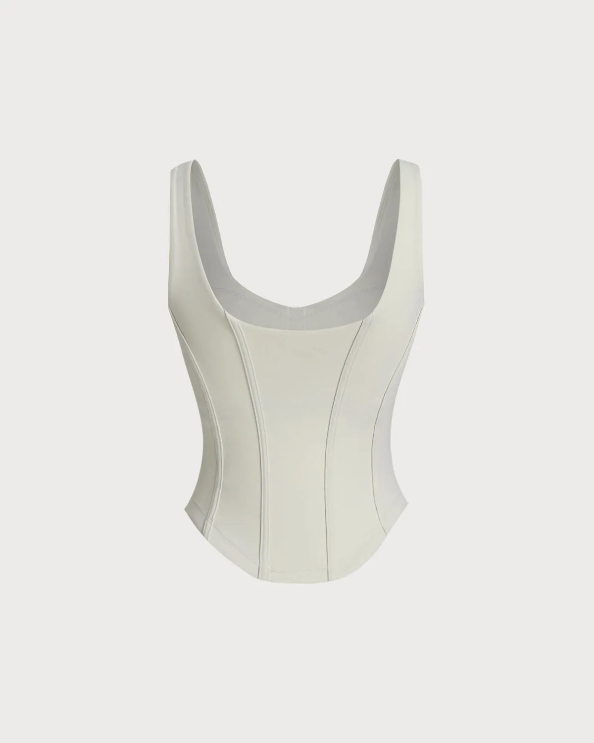 White Scoop Neck Yoga Tank Top sold by rihoas product image thumbnail 3