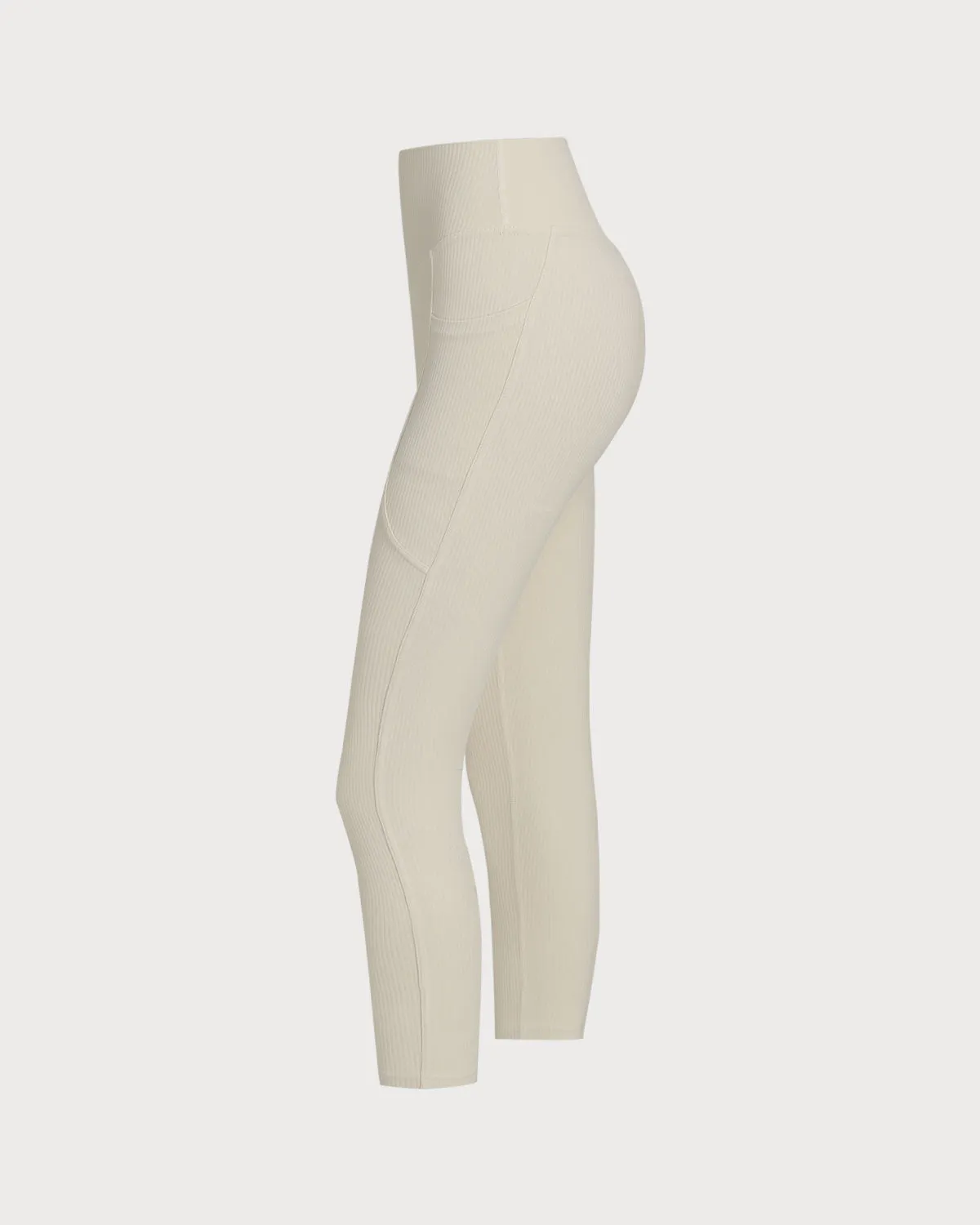Beige Quick-drying High Waisted Yoga Leggings sold by rihoas product image thumbnail 2