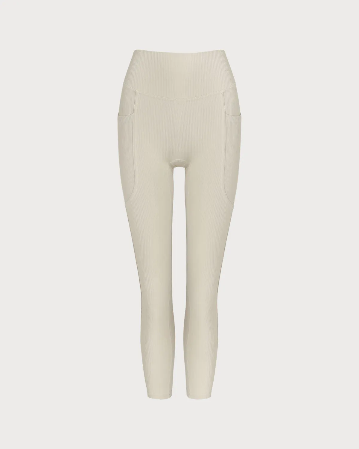 Beige Quick-drying High Waisted Yoga Leggings sold by rihoas