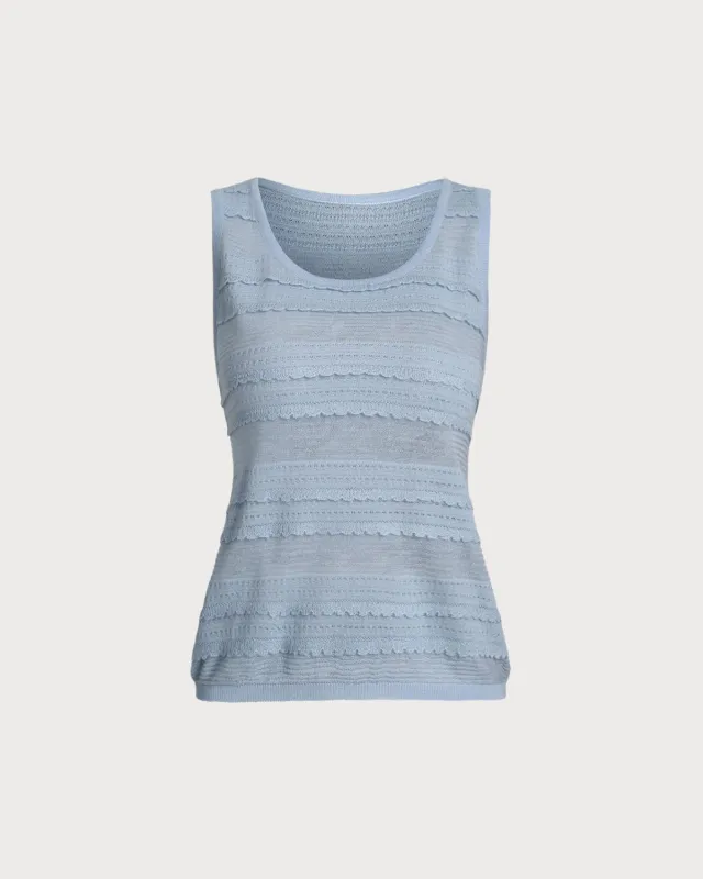Blue Scoop Neck Crochet Tank Top sold by rihoas