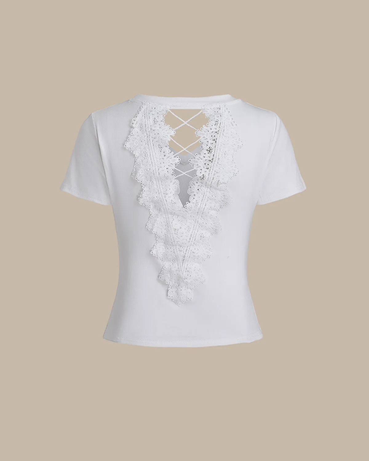 White Lace Round Neck Tee sold by rihoas product image thumbnail 2