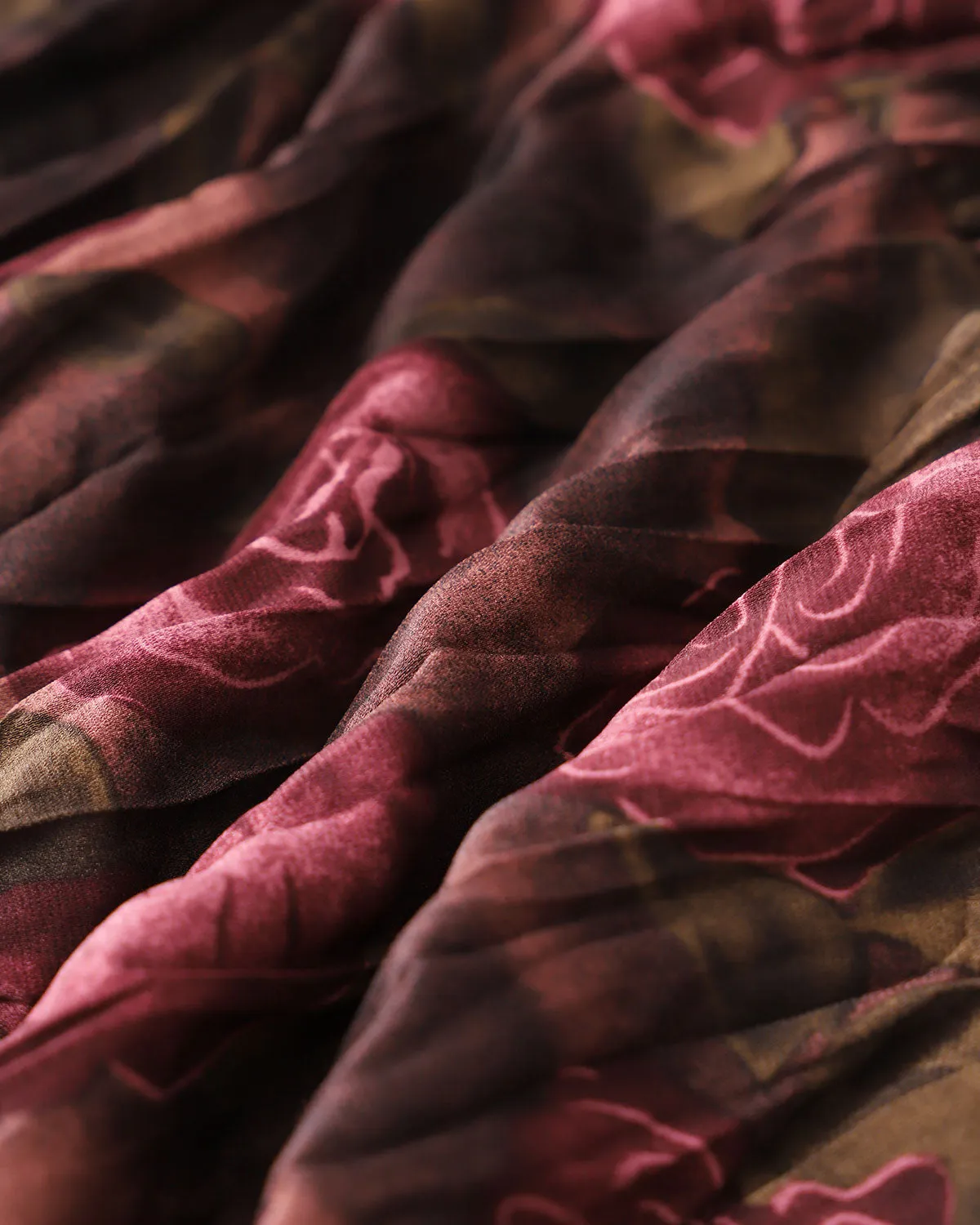 Pink Floral Elastic Waist Pleated Midi Skirt sold by rihoas product image thumbnail 3