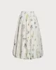 Beige Floral Elastic Waist Pocket Midi Skirt sold by rihoas