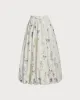 Beige Floral Elastic Waist Pocket Midi Skirt sold by rihoas