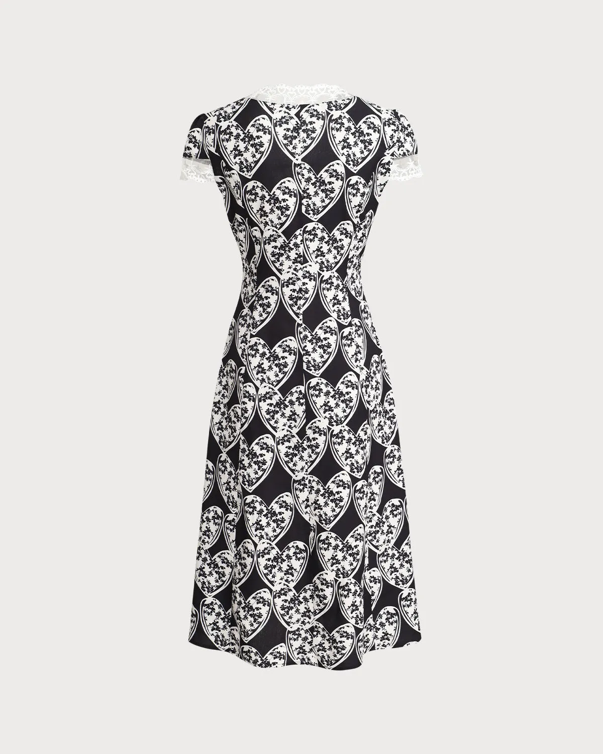 Black Floral Lace Trim Midi Dress sold by rihoas product image thumbnail 2