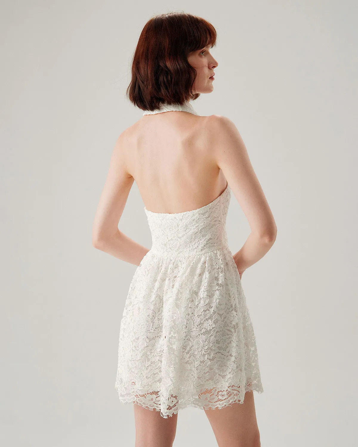 White Lace Collared Sleeveless Mini Dress sold by rihoas product image thumbnail 5