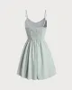 Green Shirred Slip Mini Dress sold by rihoas