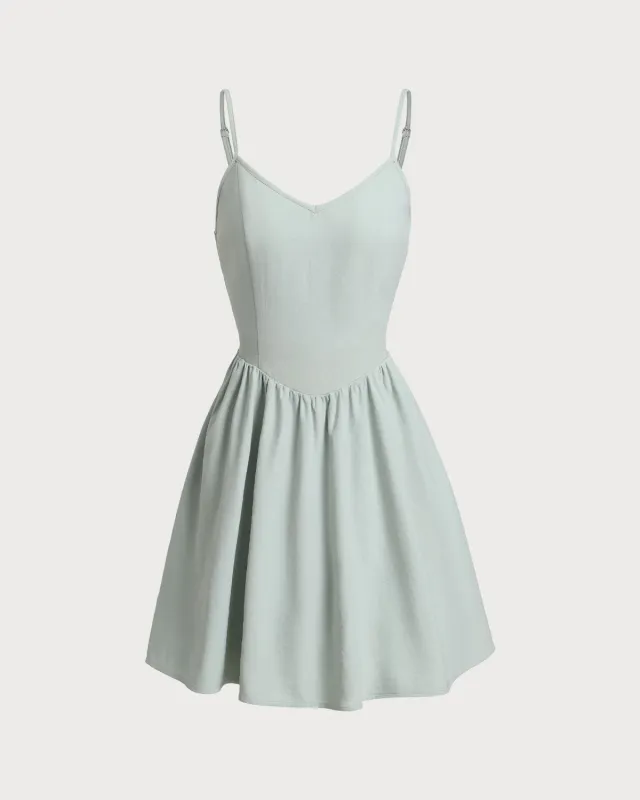 Green Shirred Slip Mini Dress sold by rihoas
