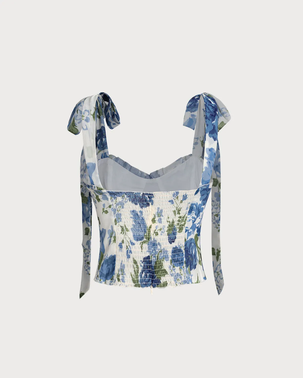 Blue Floral Bohemian Cropped Camis sold by rihoas product image thumbnail 2