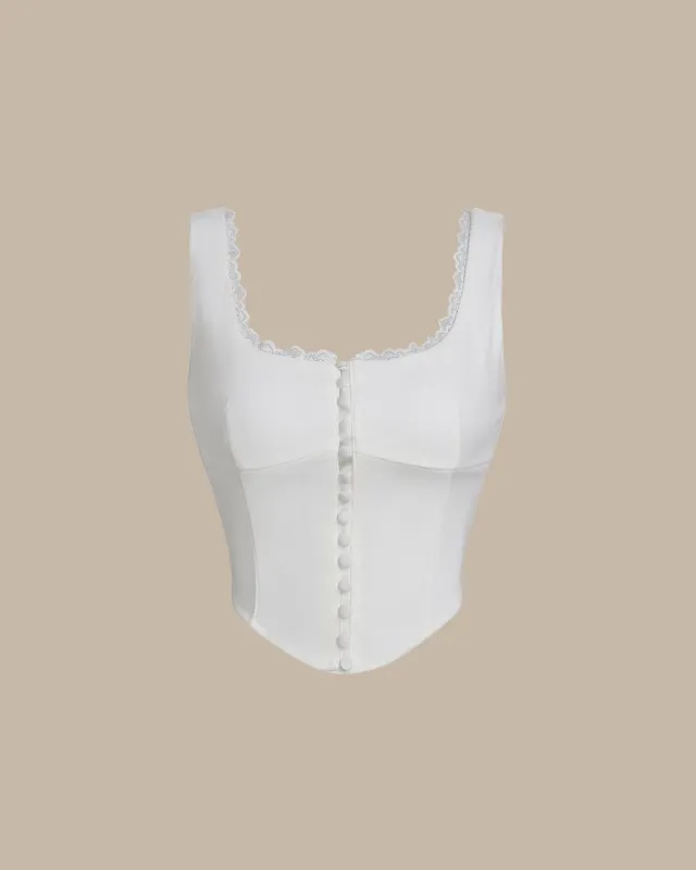 White U Neck Lace Tank Top sold by rihoas