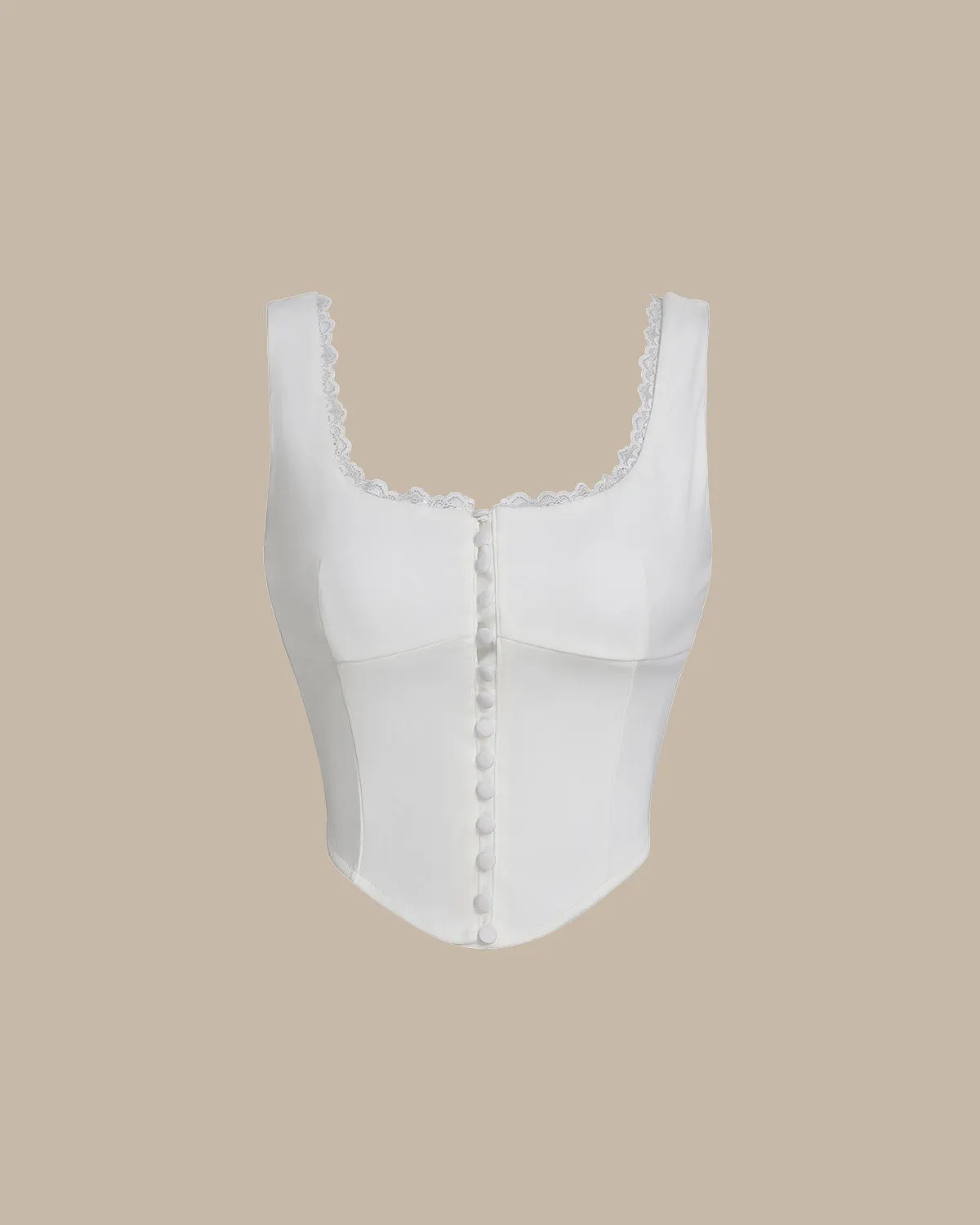White U Neck Lace Tank Top sold by rihoas