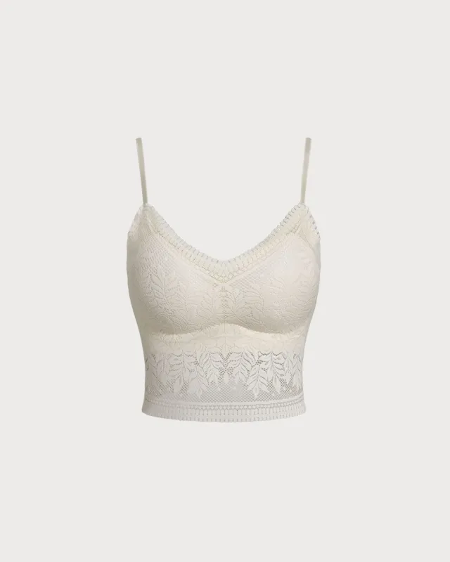 White Mesh Jacquard Bustier made by rihoas
