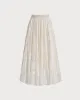 Apricot Elastic Waist A-Line Midi Skirt sold by rihoas