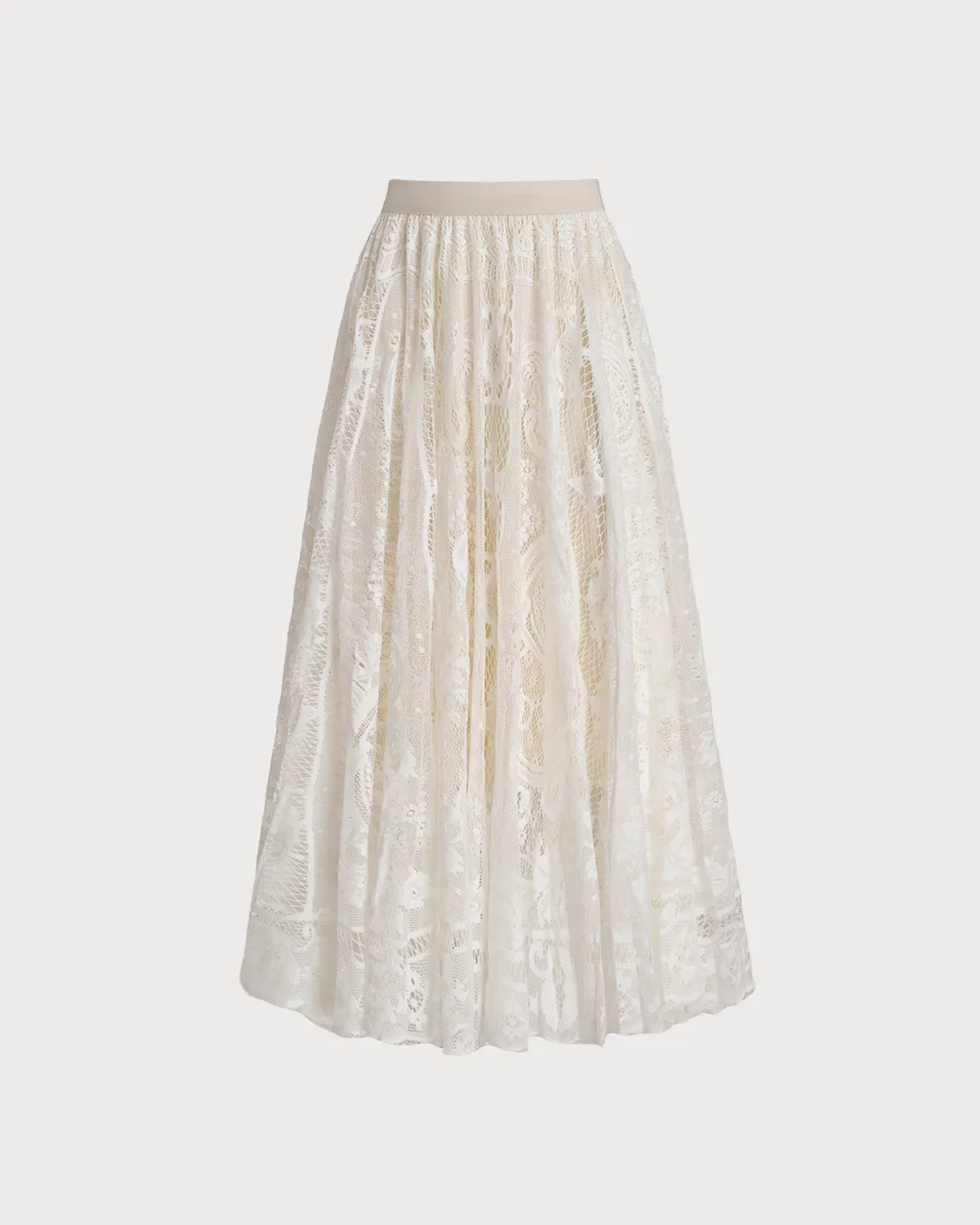 Apricot Elastic Waist A-Line Midi Skirt sold by rihoas product image thumbnail 3