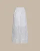 White Textured Elastic Waist Midi Skirt sold by rihoas