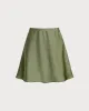Green Satin Elastic Waist A-Line Mini Skirt sold by rihoas