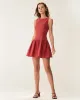 Red Boat Neck Sleeveless Mini Dress sold by rihoas