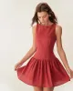 Red Boat Neck Sleeveless Mini Dress sold by rihoas