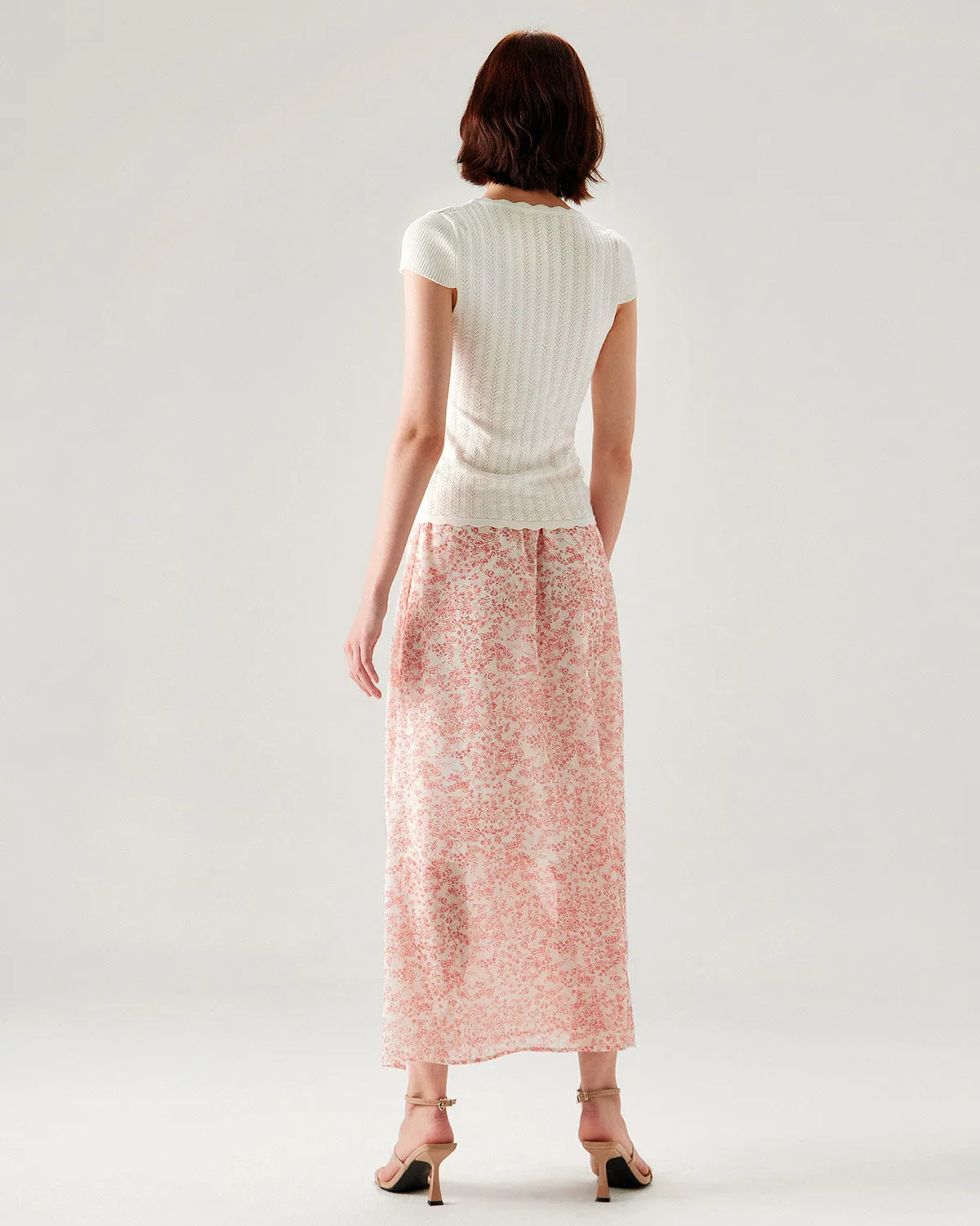 White U Neck Slim Knit Tee sold by rihoas product image thumbnail 5