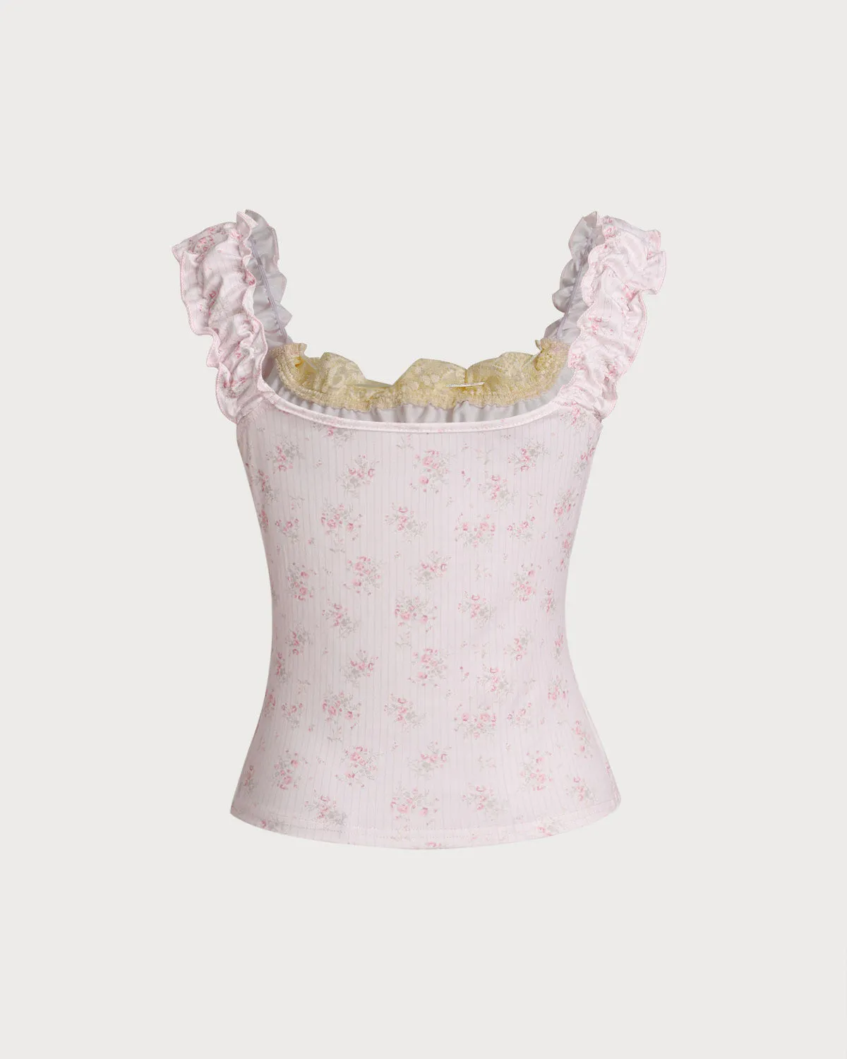 Pink Floral Ruched Camis sold by rihoas product image thumbnail 2
