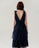 Navy Tiered Backless Maxi Dress sold by rihoas