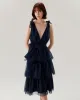 Navy Tiered Backless Maxi Dress sold by rihoas