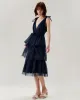 Navy Tiered Backless Maxi Dress sold by rihoas