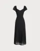 Black Sweetheart Neck Chiffon Maxi Dress sold by rihoas