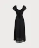 Black Sweetheart Neck Chiffon Maxi Dress sold by rihoas
