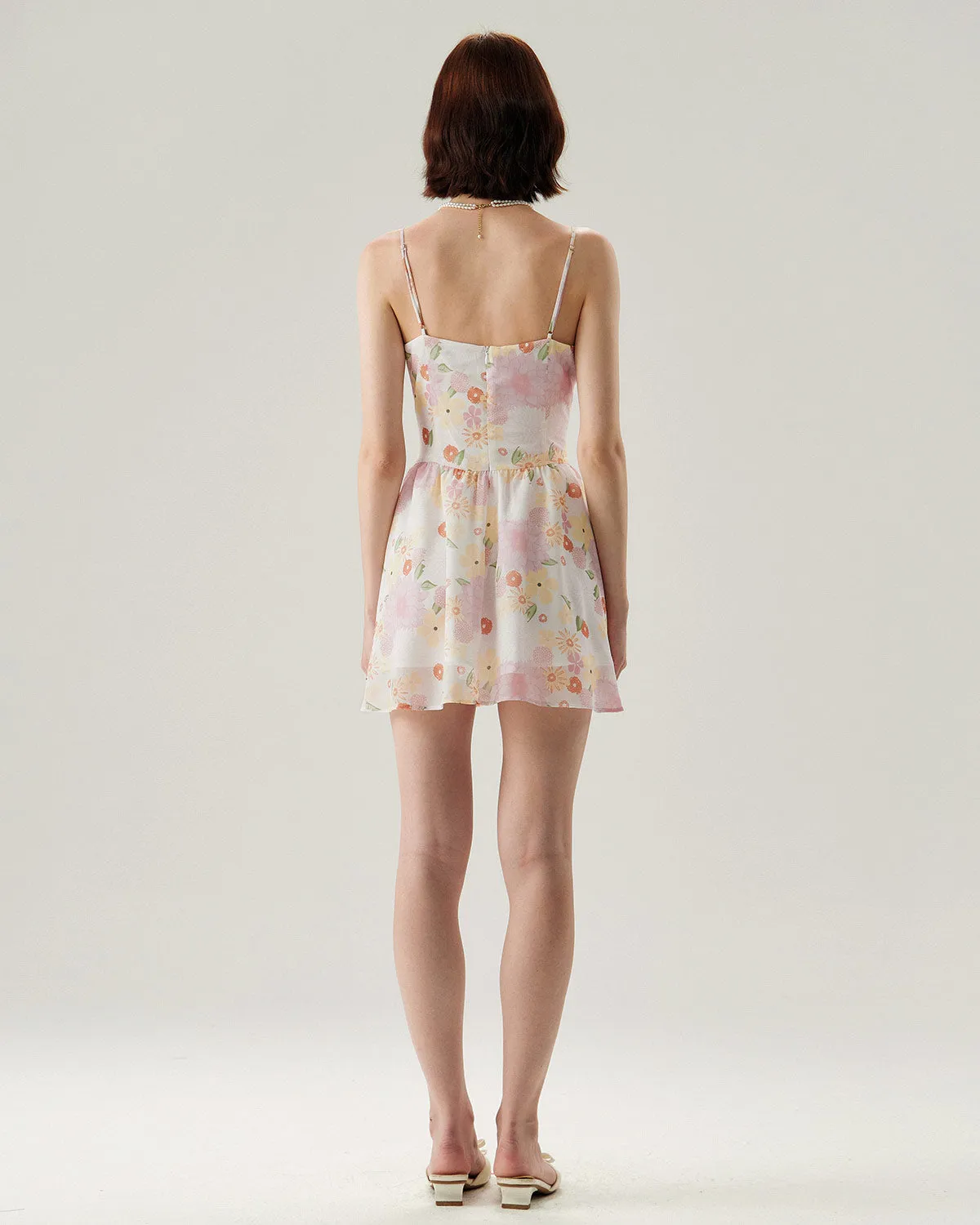 Pink Floral Sweetheart Neck Slip Mini Dress sold by rihoas product image thumbnail 5