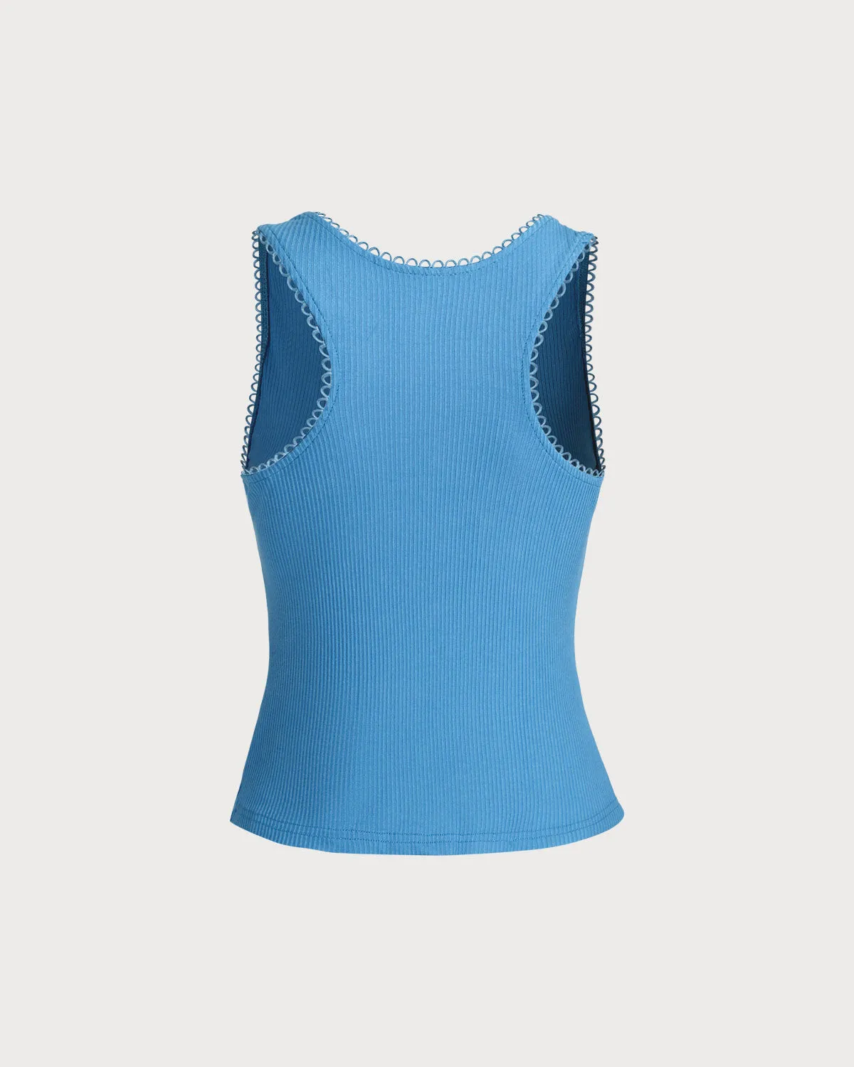 Blue Square Neck Button-Up Tank Top sold by rihoas product image thumbnail 2