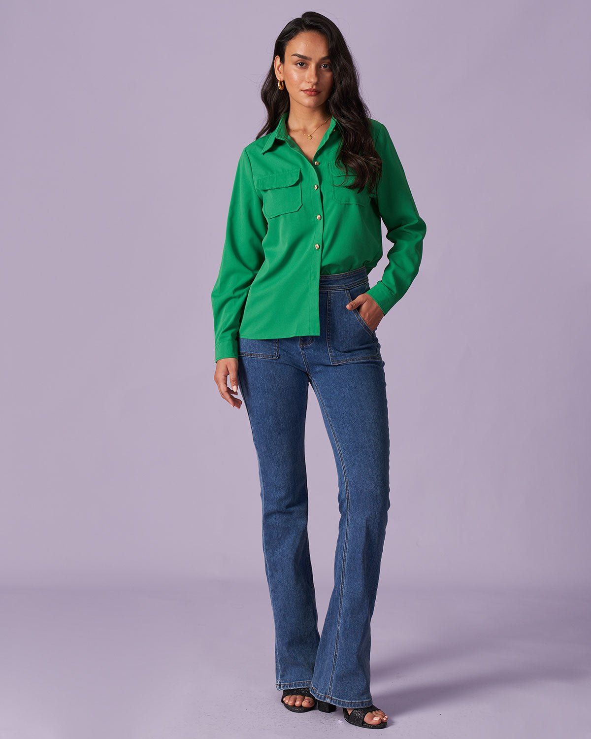 The Green Collared Button-Down Pocket Shirt sold by rihoas product image thumbnail 2