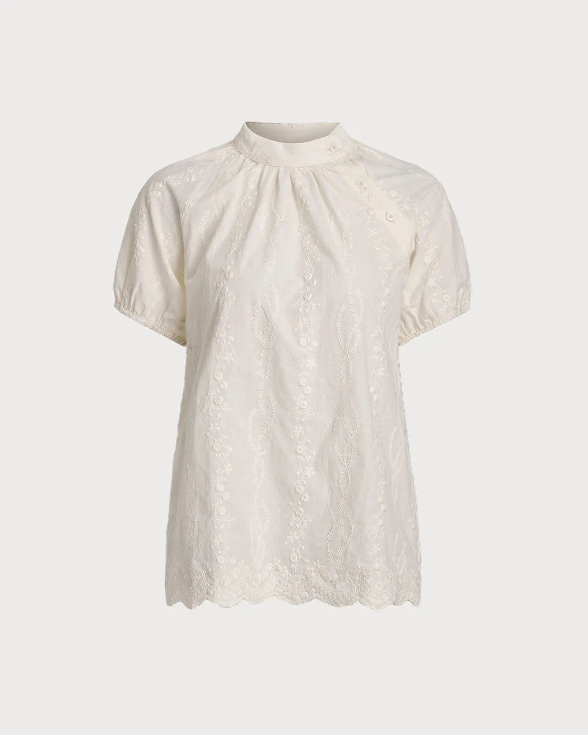 Beige Mock Neck Textured Tee sold by rihoas product image thumbnail 5