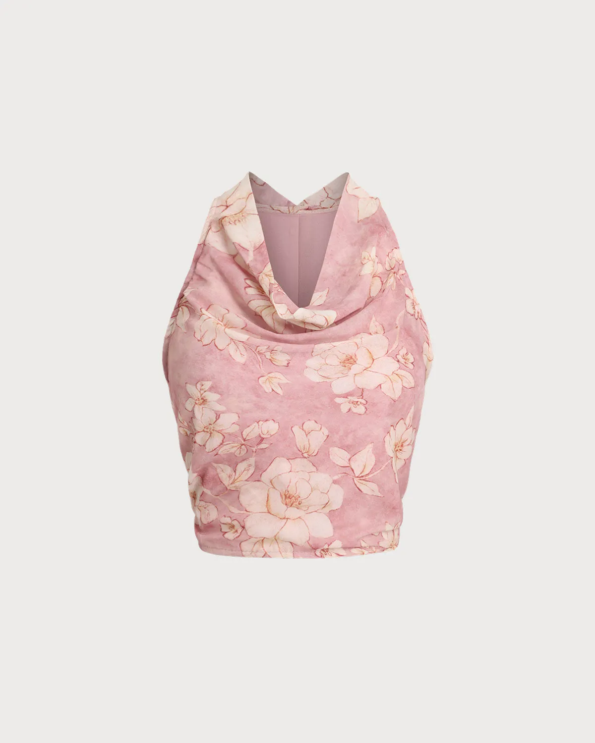 Pink Floral Cropped Tank Top sold by rihoas product image thumbnail 5