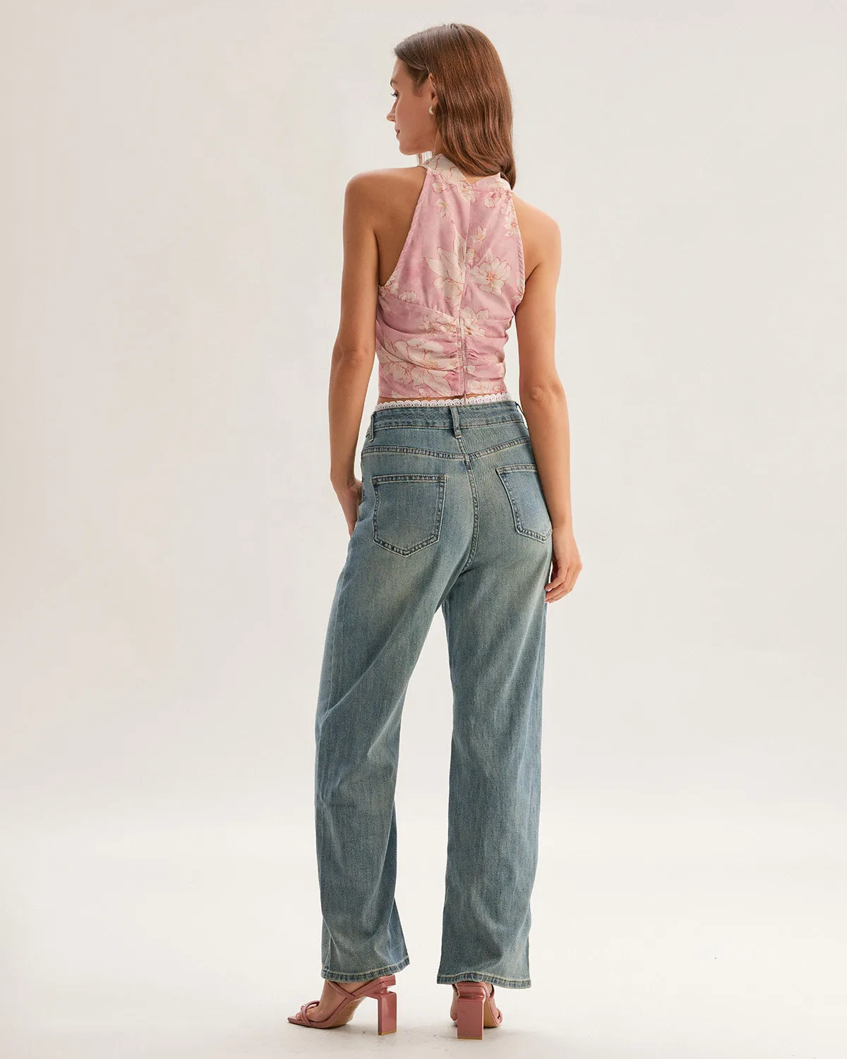 Pink Floral Cropped Tank Top sold by rihoas product image thumbnail 4