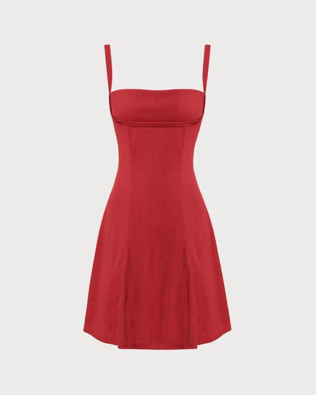 Red A-Line Slip Mini Dress sold by rihoas