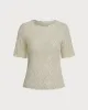 Green Round Neck Textured Half Sleeve Tee sold by rihoas