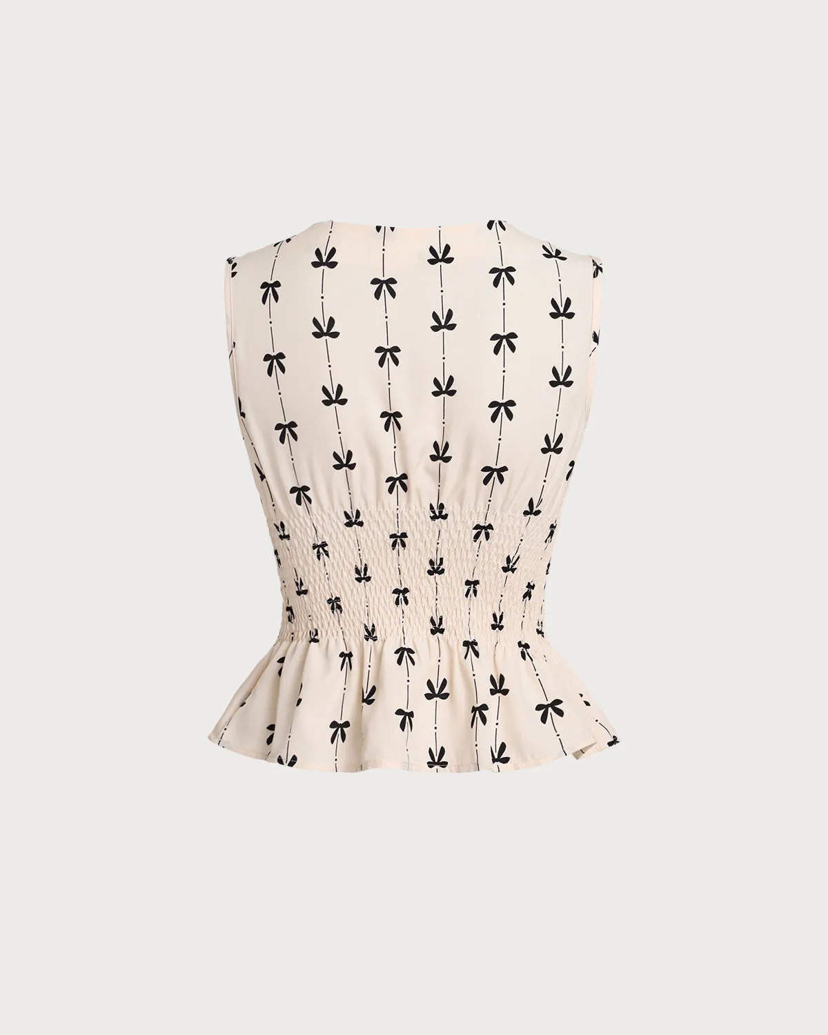 Apricot Shirred Bowknot Tank Top sold by rihoas product image thumbnail 2