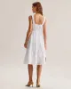 White Jacquard Shirred Slip Midi Dress sold by rihoas