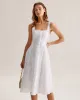 White Jacquard Shirred Slip Midi Dress sold by rihoas